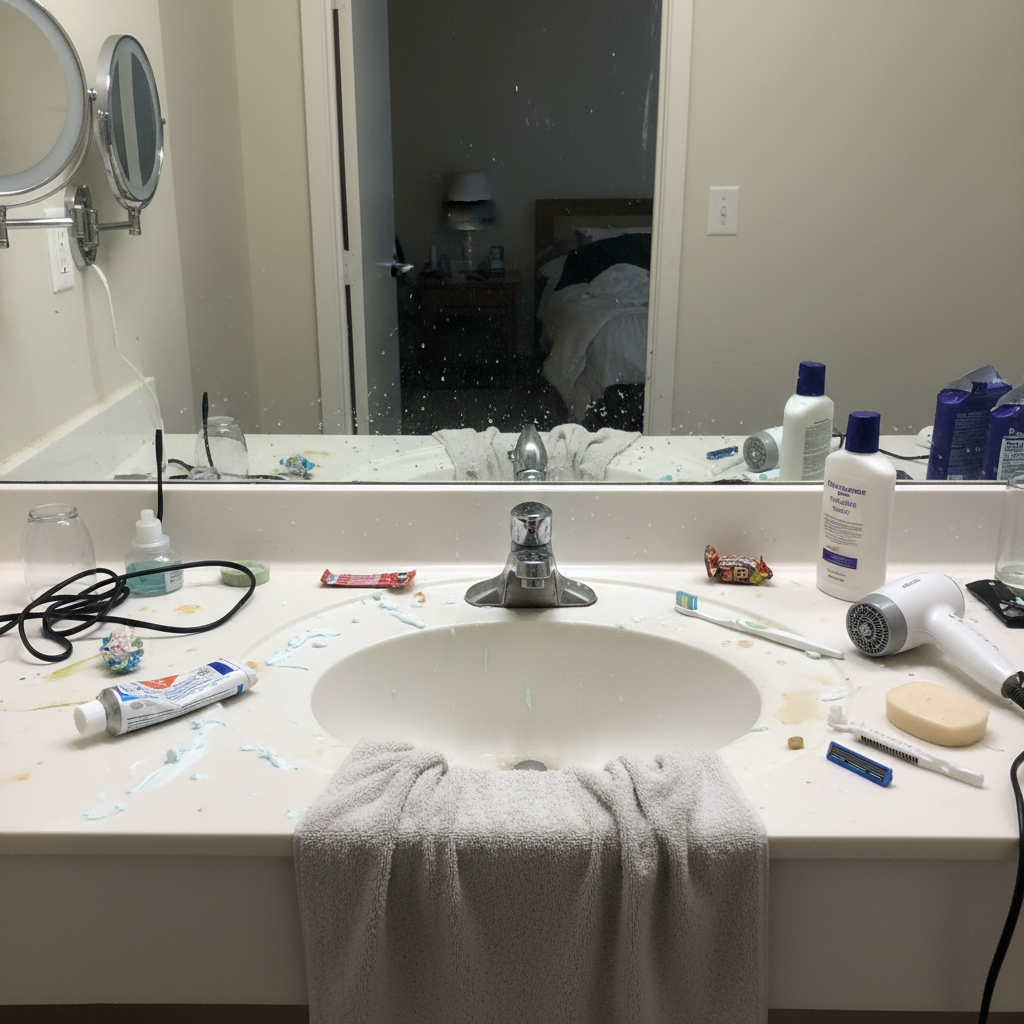 청소 전 화장대